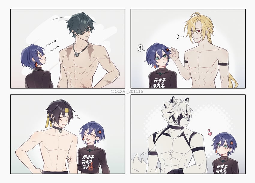 belle, von lycaon, asaba harumasa, lighter, and hugo vlad (zenless zone zero) drawn by ccxvi_201116