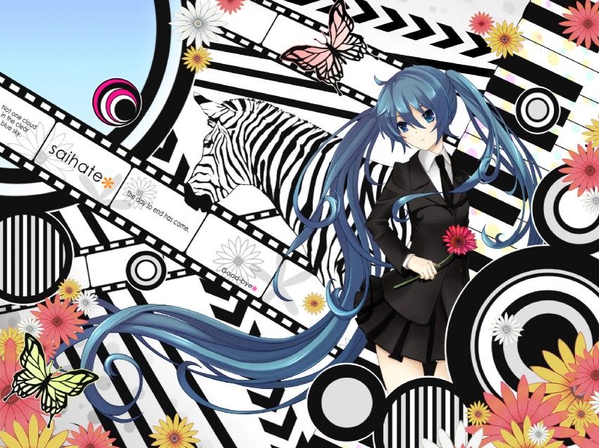 hatsune miku (vocaloid and 1 more) drawn by merlusa