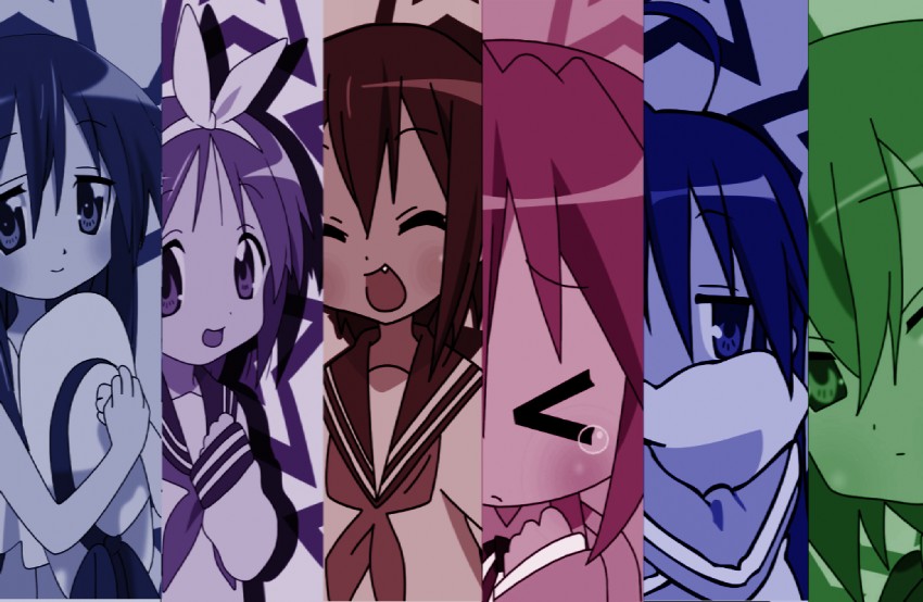 izumi konata, hiiragi tsukasa, kobayakawa yutaka, kusakabe misao, iwasaki minami, and 1 more (lucky star)