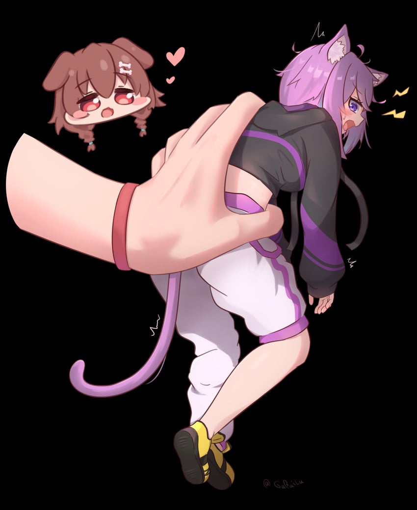 nekomata okayu and inugami korone (hololive) drawn by gabai