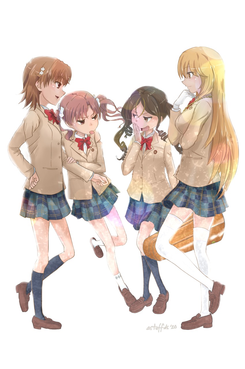 misaka mikoto, shirai kuroko, shokuhou misaki, and sakibasu yuri (toaru majutsu no index and 1 more) drawn by astuffds