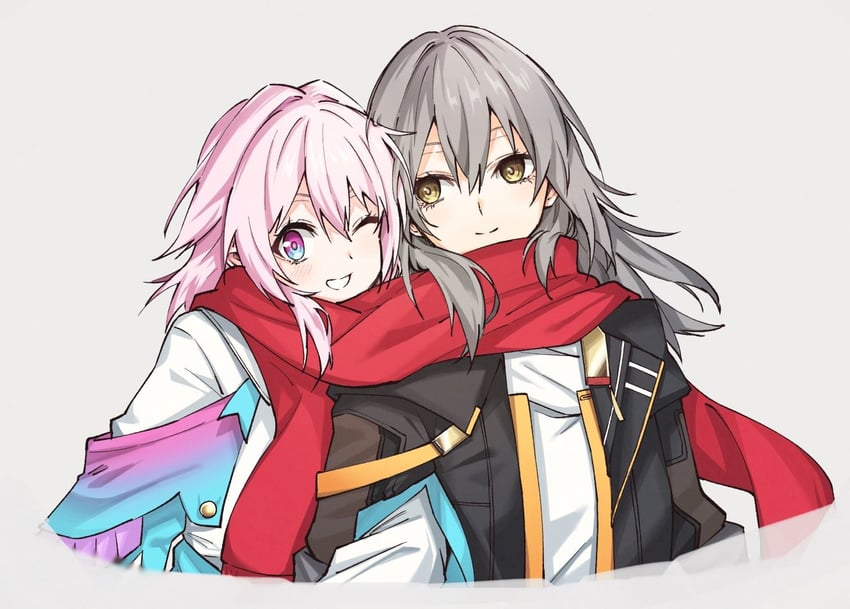 trailblazer, stelle, and march 7th (honkai and 1 more) drawn by batacchi_(mashimashi_butter)
