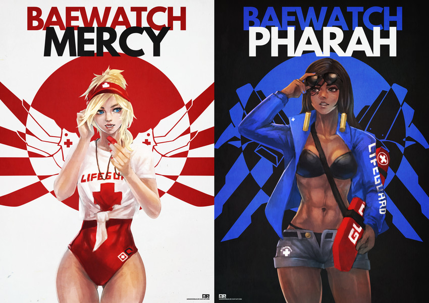 mercy and pharah (overwatch and 2 more) drawn by monori_rogue