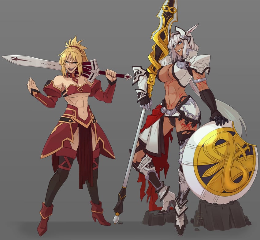 mordred and caenis (fate and 1 more) drawn by kamuify