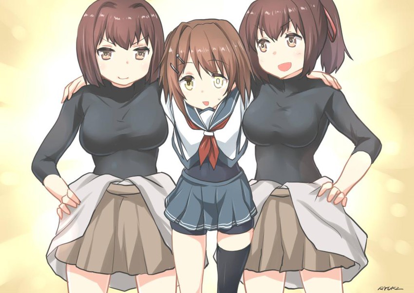 hyuuga, ise, furutaka, and furutaka kai ni (kantai collection) drawn by ryuki_(ryukisukune)
