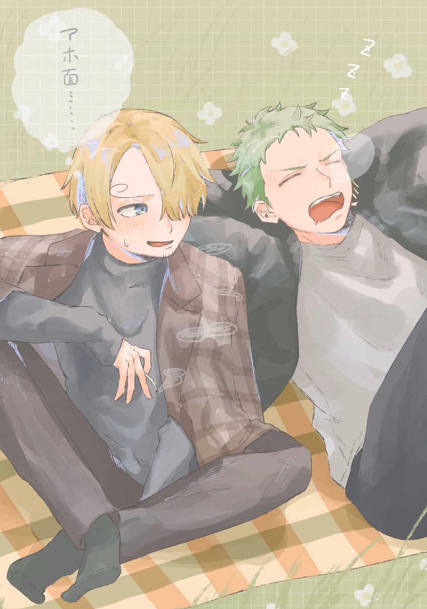roronoa zoro and sanji (one piece) drawn by lily-summer-0607