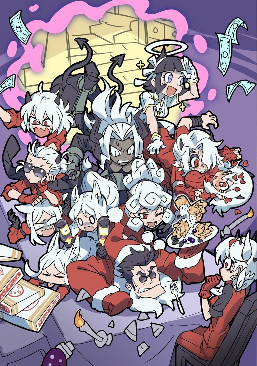 modeus, justice, helltaker, cerberus, judgement, and 5 more (helltaker) drawn by kyo-hei_(kyouhei)