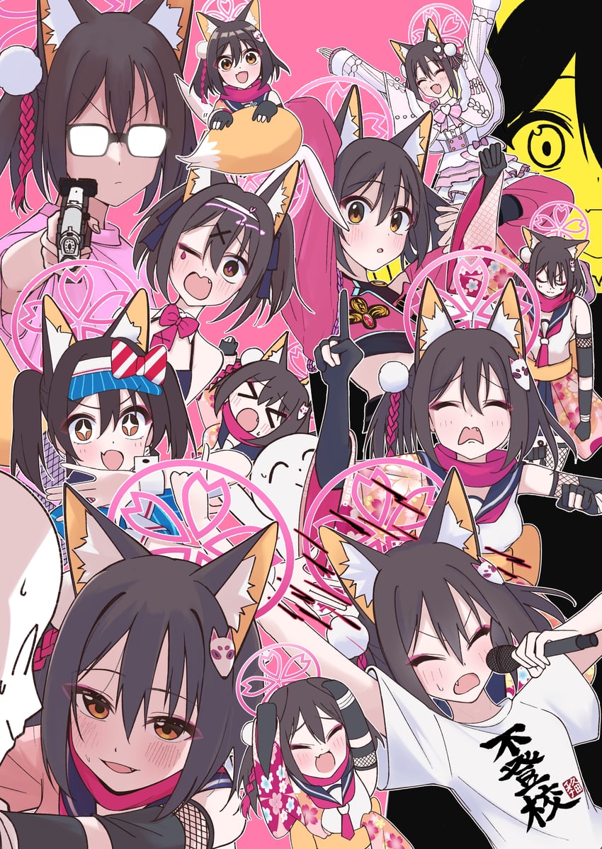 hatsune miku, patchouli knowledge, sensei, doodle sensei, izuna, and 1 more (blue archive and 6 more) drawn by izunasuki_art