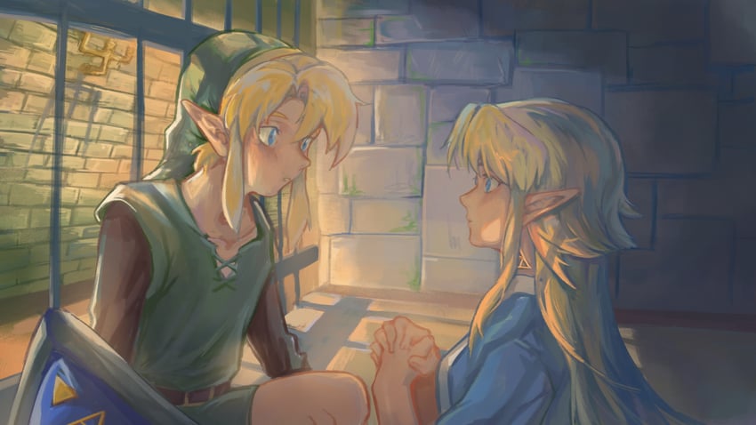 link and princess zelda (the legend of zelda and 1 more) drawn by biamaoosrhrs