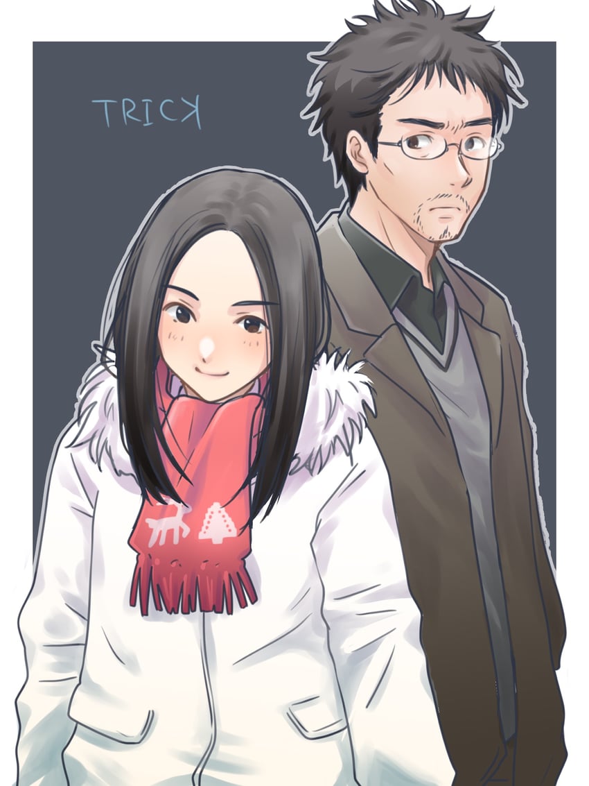yamada naoko and ueda jirou (trick) drawn by hikaru_(ofuton_at5)