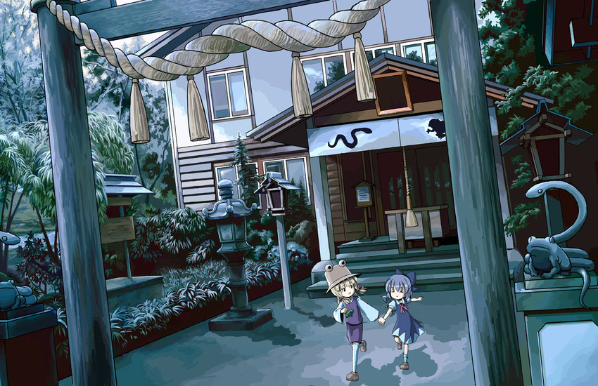 cirno and moriya suwako (touhou) drawn by sixten
