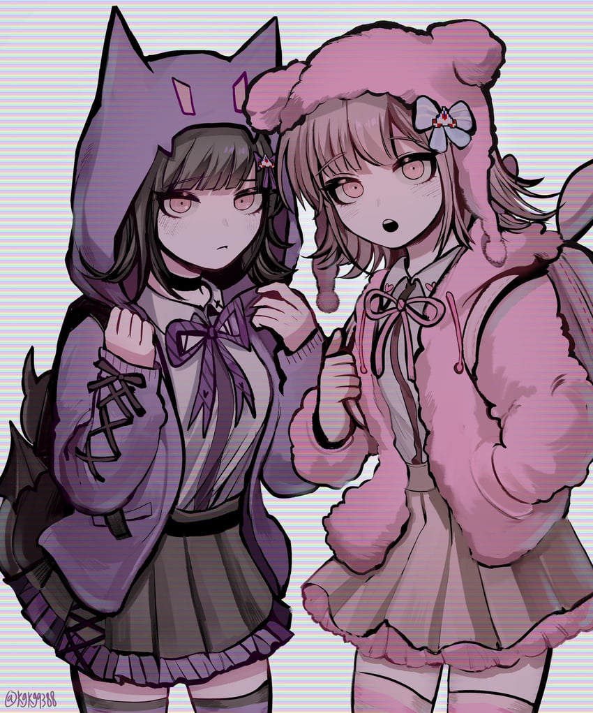 nanami chiaki, my melody, and kuromi (danganronpa and 4 more) drawn by kkadeug_(kgkg9388)