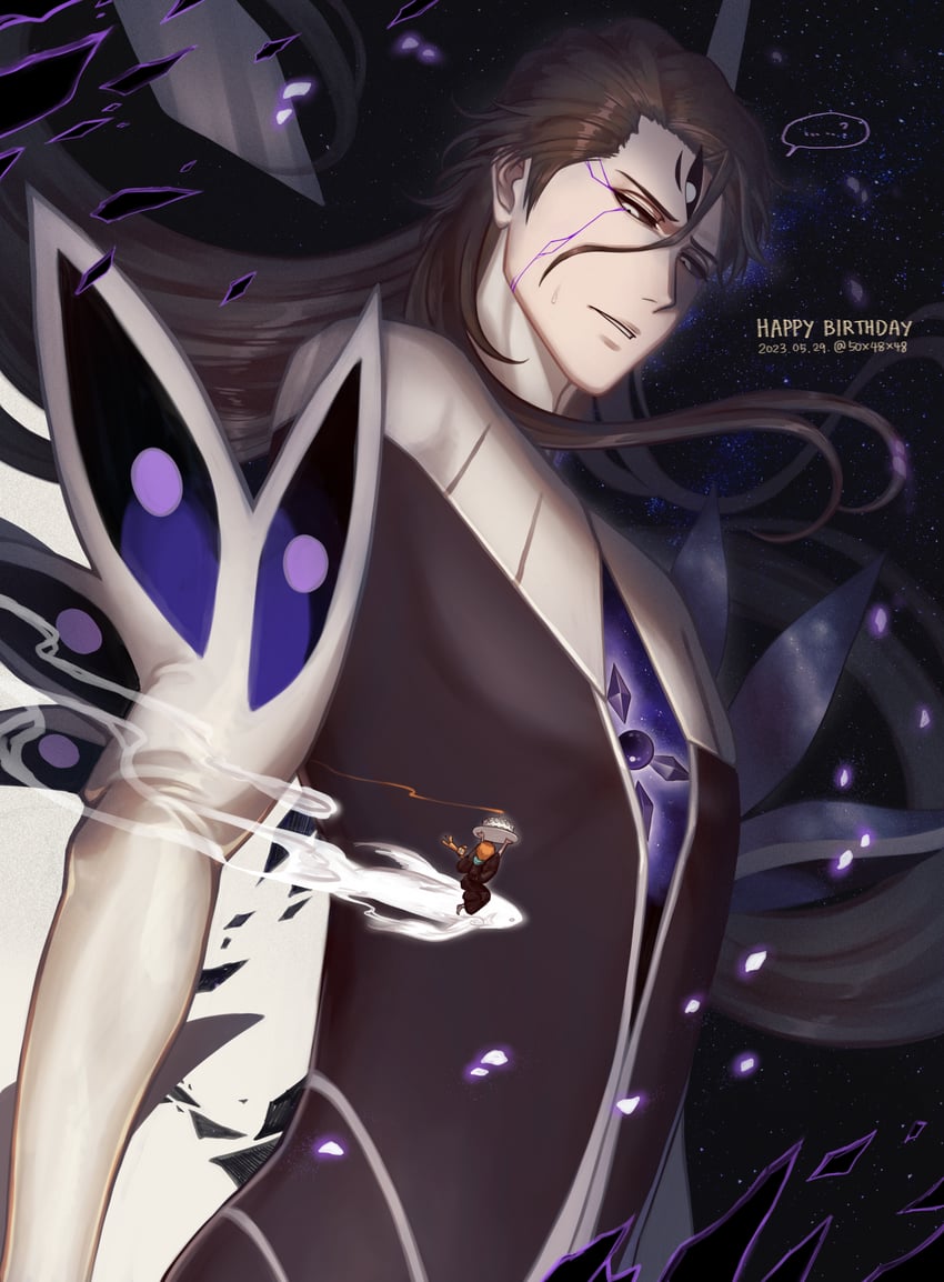 aizen sousuke, kon, kurosaki kazui, and hogyoku (bleach and 2 more) drawn by 50x48x48