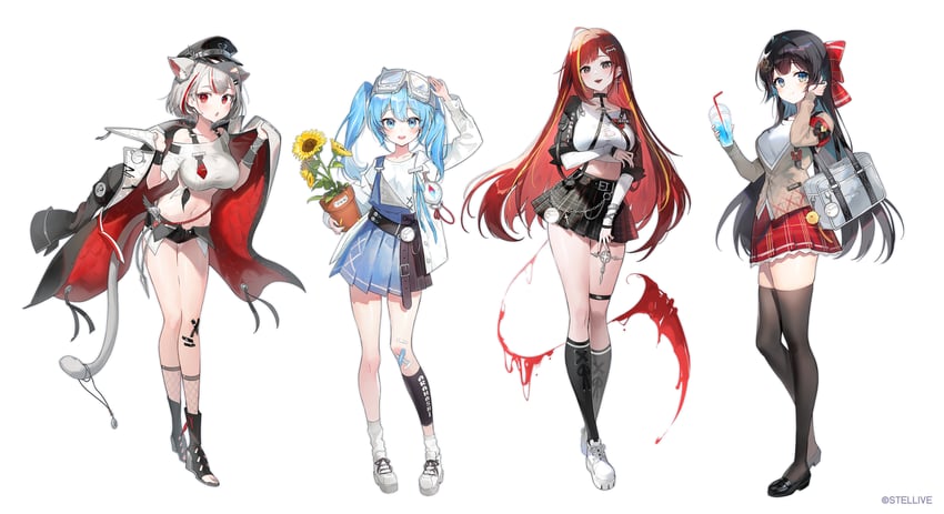 akane lize, shirayuki hina, neneko mashiro, and arahashi tabi (stellive) drawn by soyoong_jun