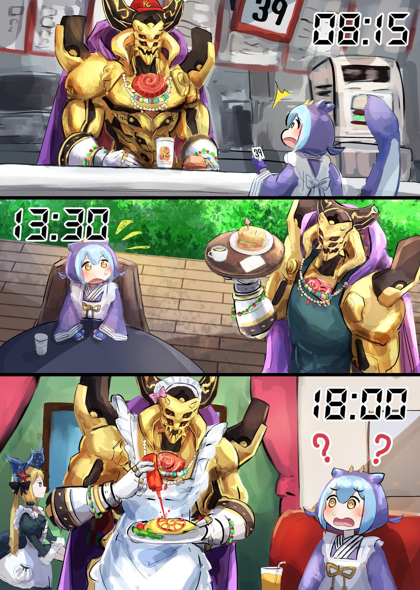 laundry dragonmaid, eldlich the golden lord, and made to order mermaid outfit outfitter (yu-gi-oh!) drawn by hatano_kiyoshi