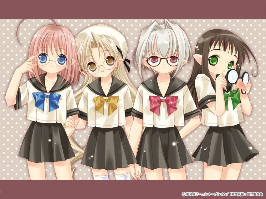 kururu, sarara, hororo, and chiriri (binzume yousei) drawn by tokumi_yuiko