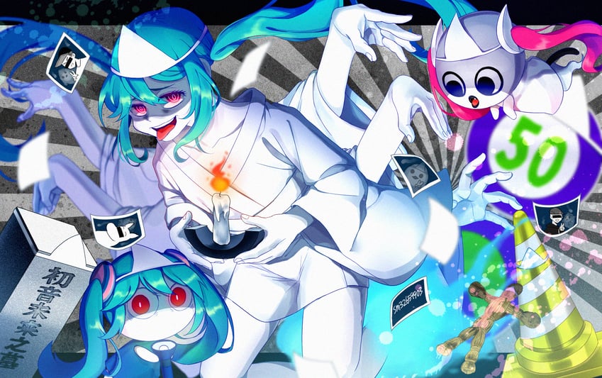hatsune miku, aimaina, and doushite-chan (vocaloid and 1 more) drawn by tentecomai