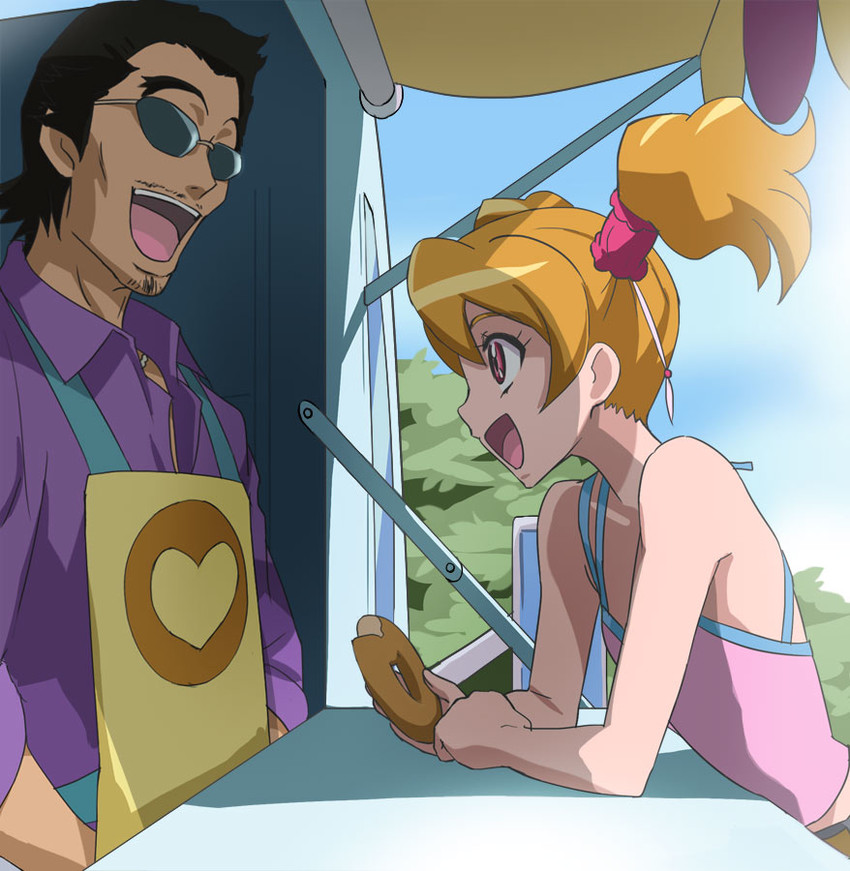 momozono love, kaoru, and maeda ken (precure and 1 more) drawn by haruyama_kazunori