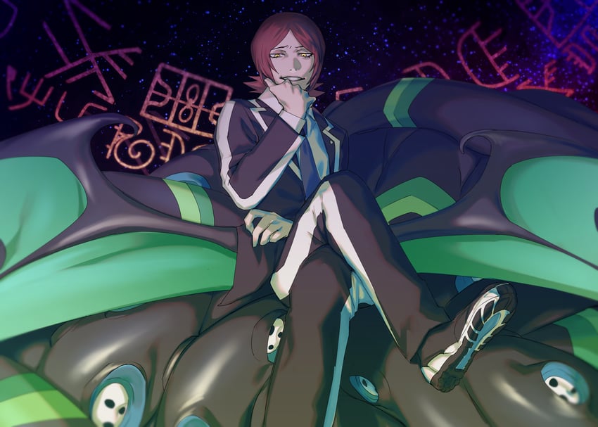 suou tatsuya and nyarlathotep (persona and 2 more) drawn by yuusya27