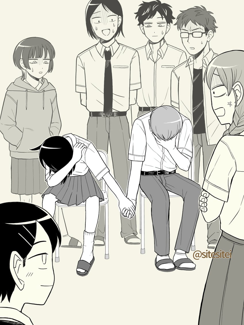 hatono chihiro, kouyama rin, fujii ayame, uchida momo, mizuo haruichi, and 3 more (futsuu no keion-bu) drawn by sitesitei