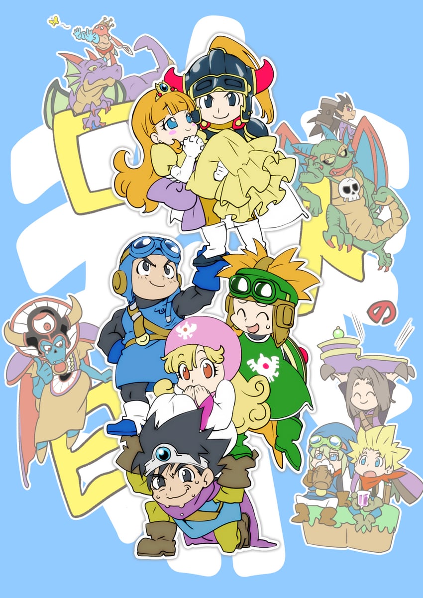 princess of moonbrook, roto, prince of lorasia, prince of samantoria, hero, and 5 more (dragon quest and 6 more) drawn by nagaremono