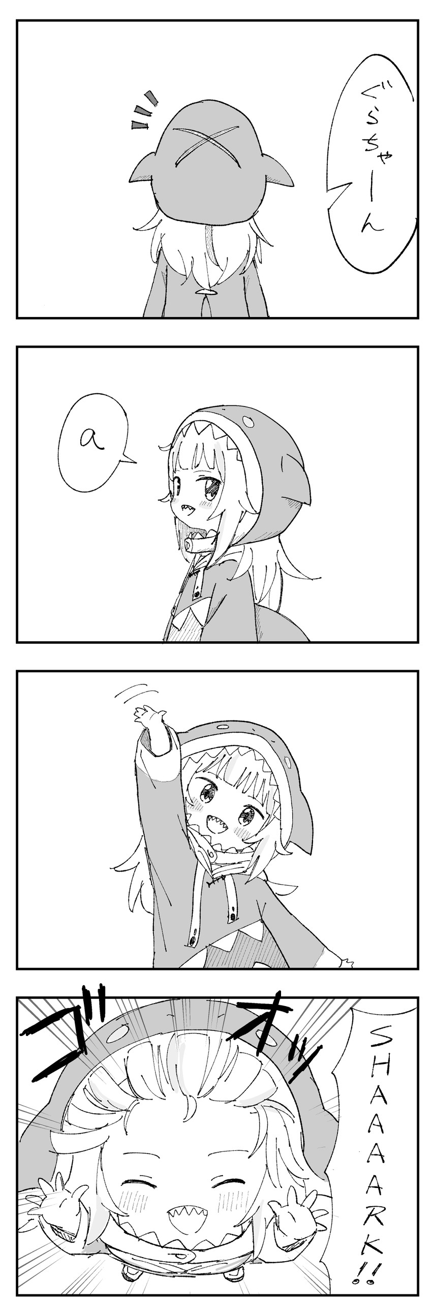 gawr gura (hololive and 1 more) drawn by vanilla_itachi