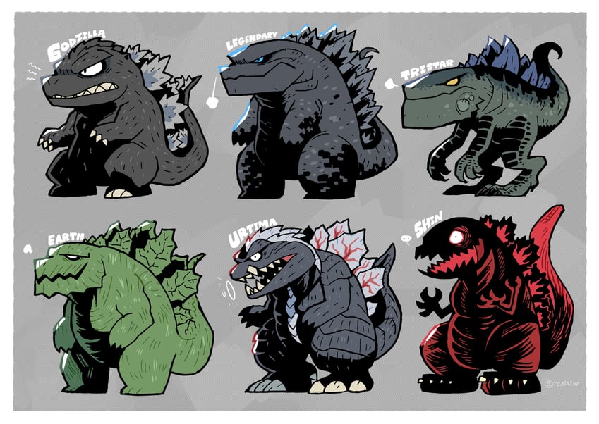 godzilla, godzilla earth, zilla, and godzilla ultima (shin godzilla and 4 more) drawn by rariatto_(ganguri)