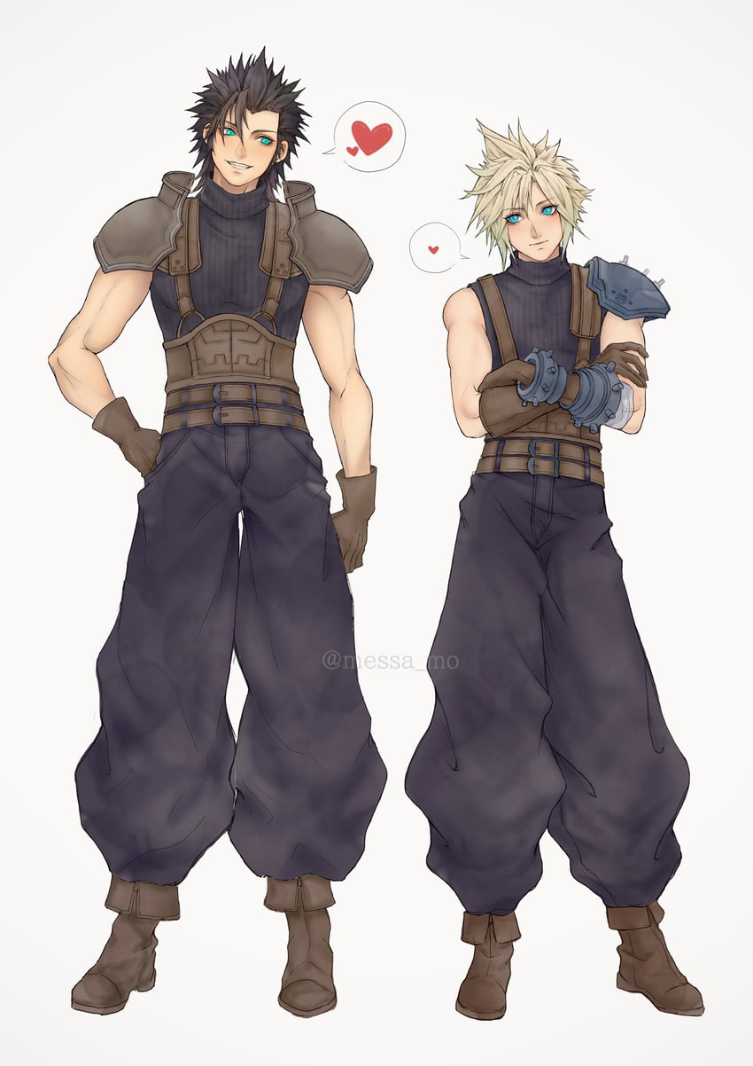 cloud strife and zack fair (final fantasy and 2 more) drawn by messa_mo