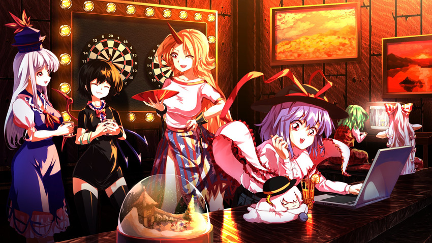 komeiji koishi, fujiwara no mokou, kazami yuuka, kamishirasawa keine, houjuu nue, and 2 more (touhou) drawn by sunnysideup