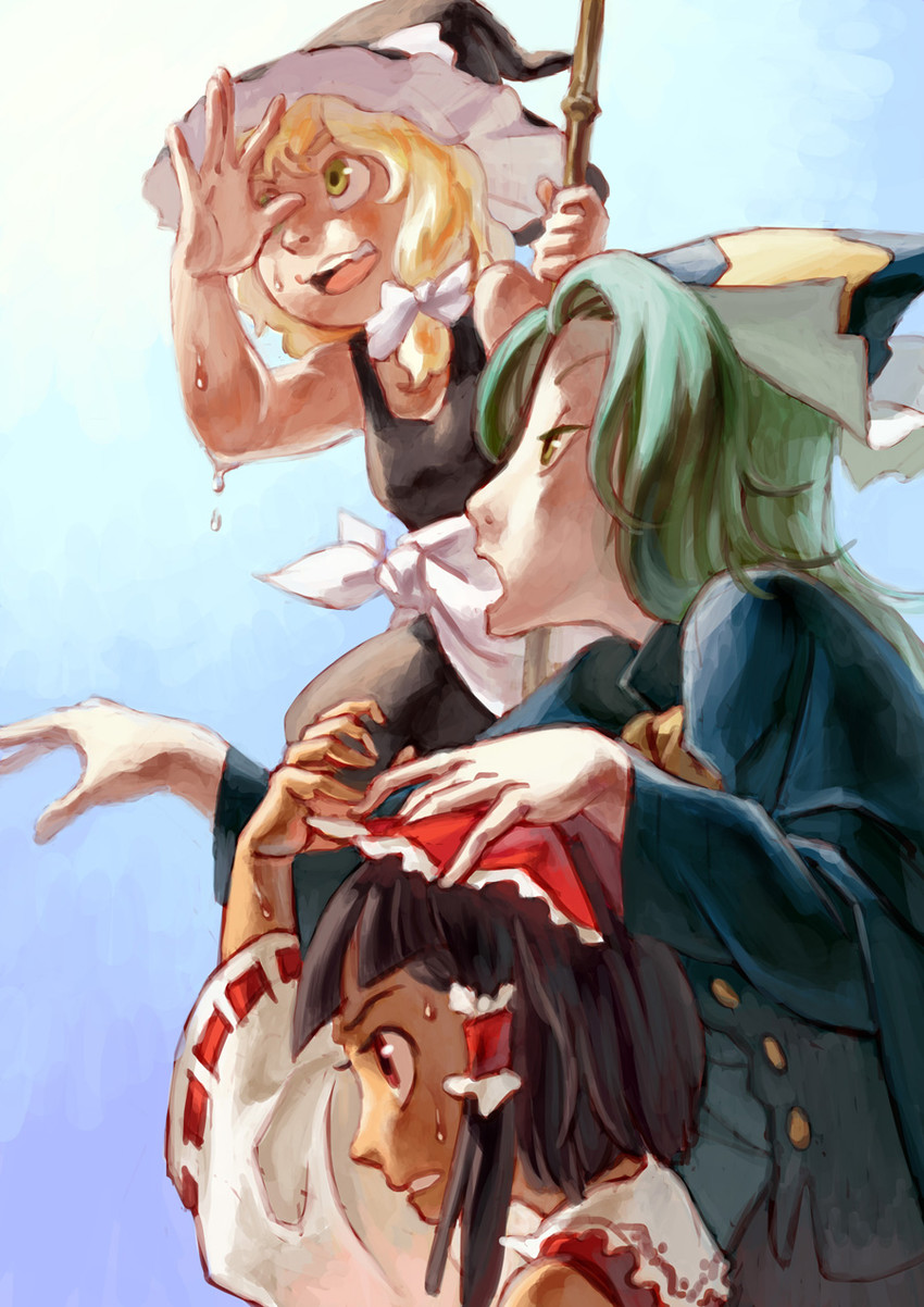 hakurei reimu, kirisame marisa, and mima (touhou) drawn by d-nobi