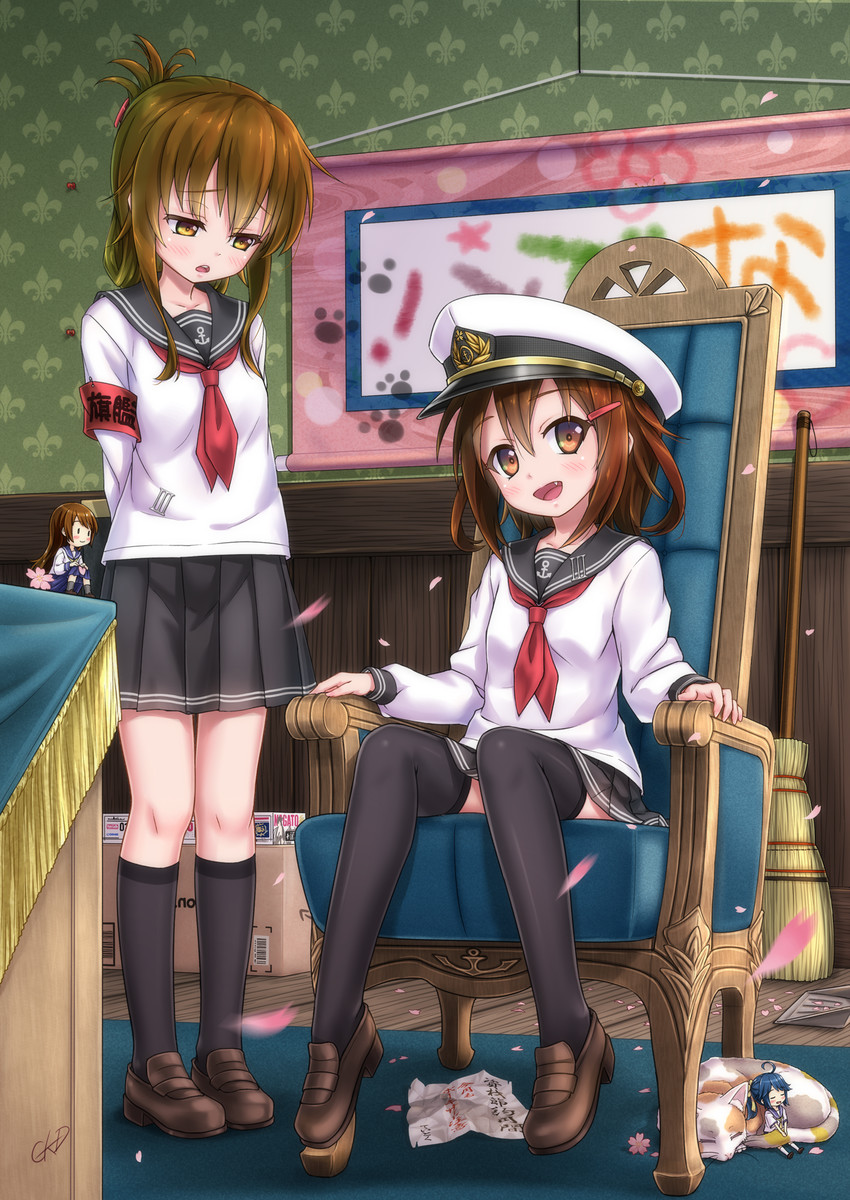 inazuma, ikazuchi, nagato, fairy, 61cm quadruple (oxygen) torpedo mount, and 1 more (kantai collection and 1 more) drawn by gotou_hisashi