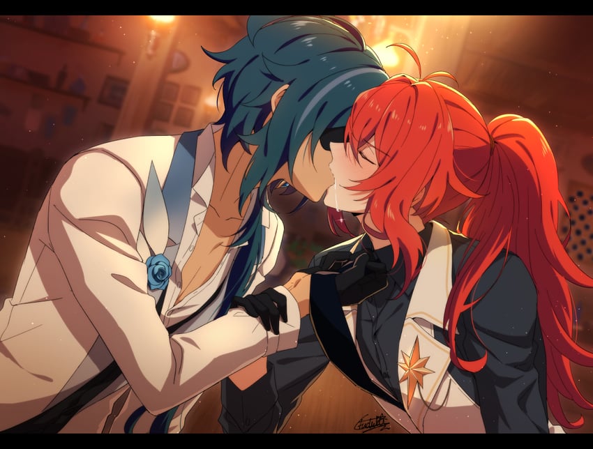 diluc and kaeya (genshin impact) drawn by yuu_(mboj_fdk)