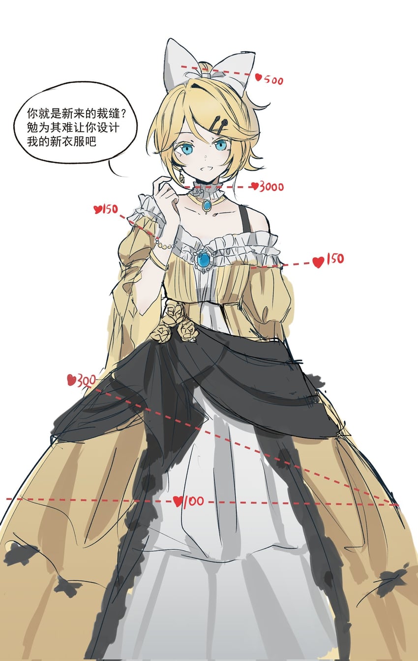 kagamine rin and riliane lucifen d'autriche (vocaloid and 2 more) drawn by guanguansjdy