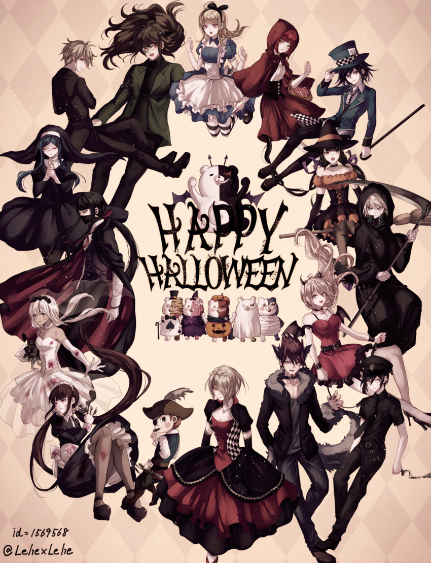 oma kokichi, saihara shuichi, akamatsu kaede, alice, harukawa maki, and 22 more (danganronpa and 2 more) drawn by z-epto_(chat-noir86)