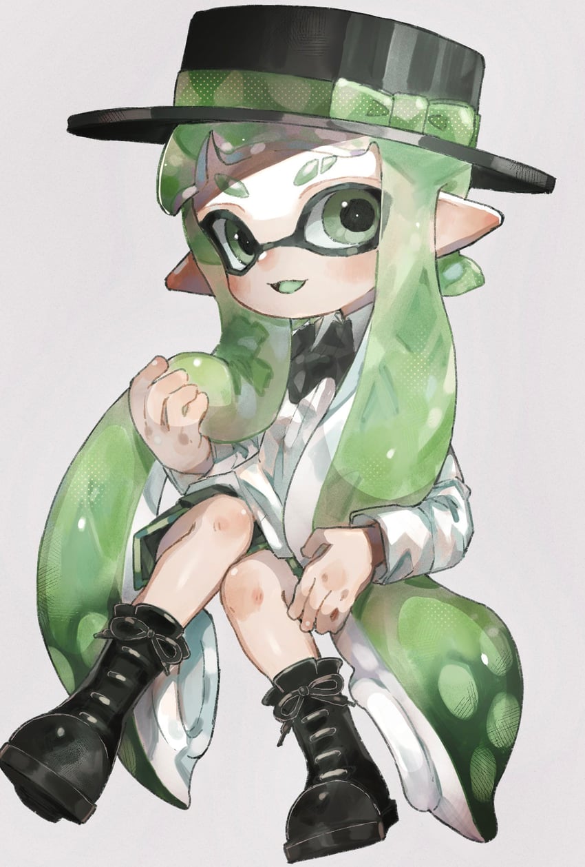 inkling player character and inkling girl (splatoon and 1 more) drawn by plum0o0