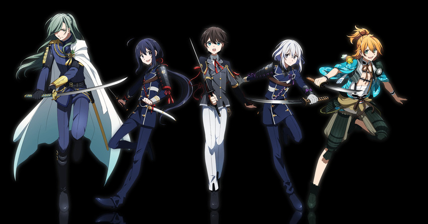 namazuo toushirou, honebami toushirou, horikawa kunihiro, nikkari aoe, urashima kotetsu, and 1 more (touken ranbu) drawn by matsuki_(mikipingpong)