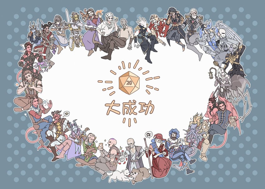shadowheart, karlach, astarion, halsin, tav, and 28 more (dungeons & dragons and 2 more) drawn by eliza_fox