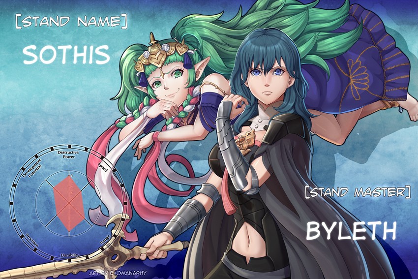 female byleth and sothis (fire emblem and 2 more) drawn by evomanaphy