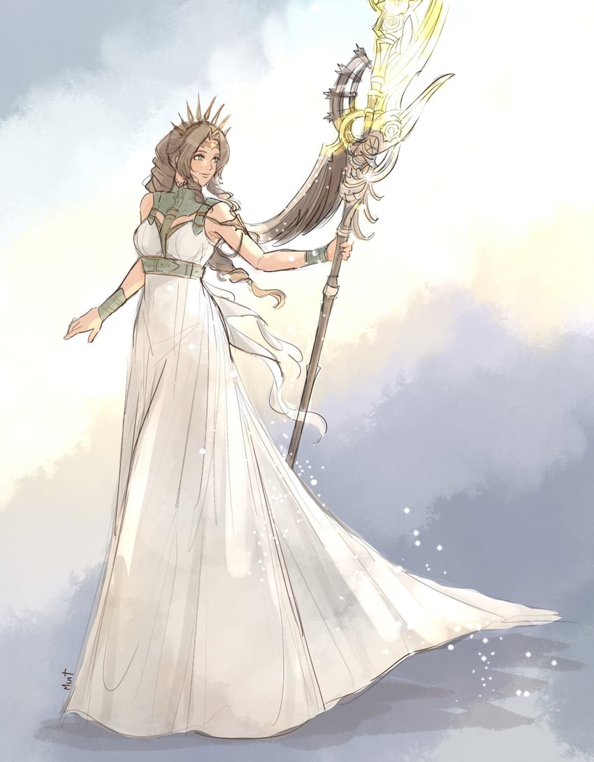 aerith gainsborough (final fantasy and 3 more) drawn by papermint_tea