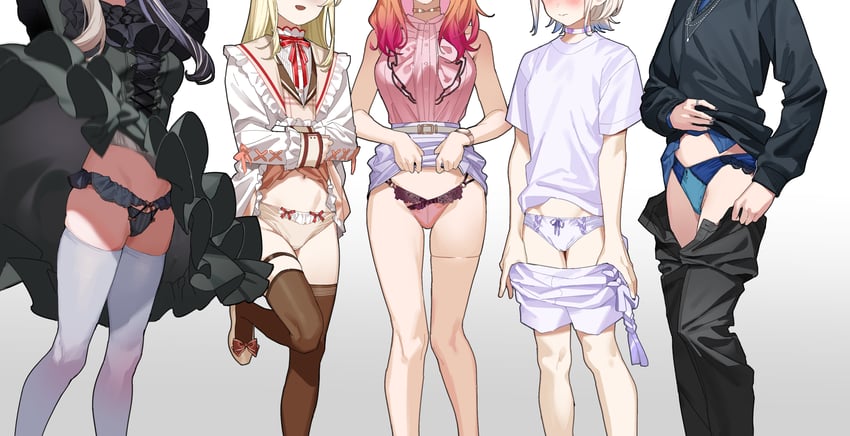 ichijou ririka, juufuutei raden, otonose kanade, hiodoshi ao, and todoroki hajime (hololive and 1 more) drawn by kuroi_suna