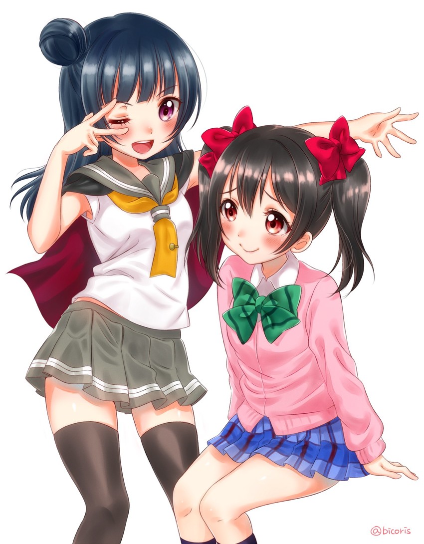 yazawa nico and tsushima yoshiko (love live! and 2 more) drawn by bico_(bicoris)