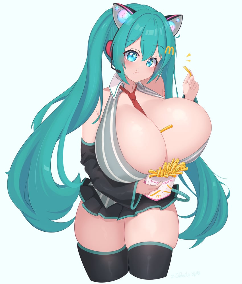 hatsune miku (vocaloid and 2 more) drawn by gabai