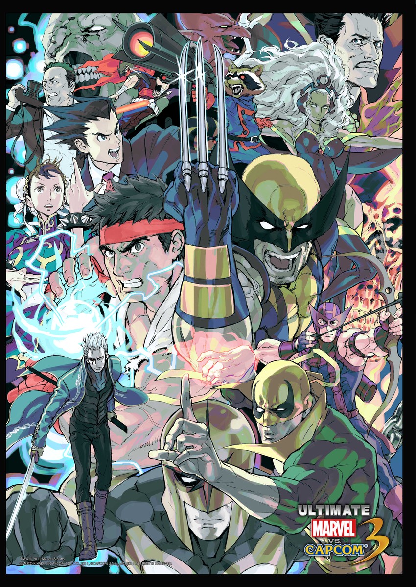 chun-li, ryu, wolverine, phoenix wright, vergil, and 13 more (street fighter and 14 more) drawn by nishimura_kinu