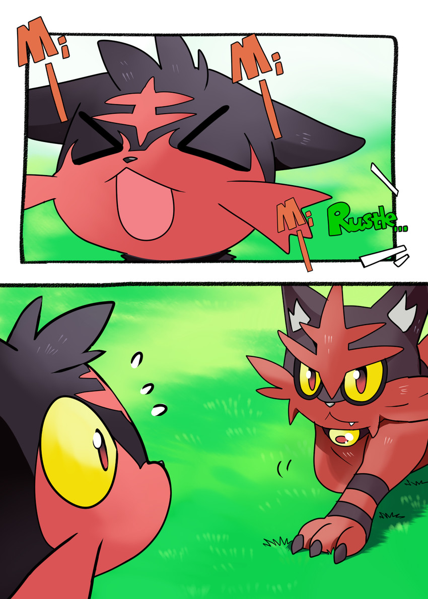 litten, zoroark, torracat, and disguised zoroark (pokemon) drawn by suan_ringo