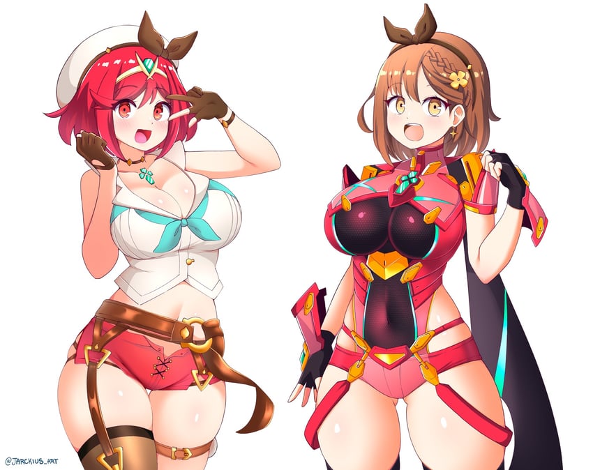 pyra and reisalin stout (xenoblade chronicles and 4 more) drawn by jarckius
