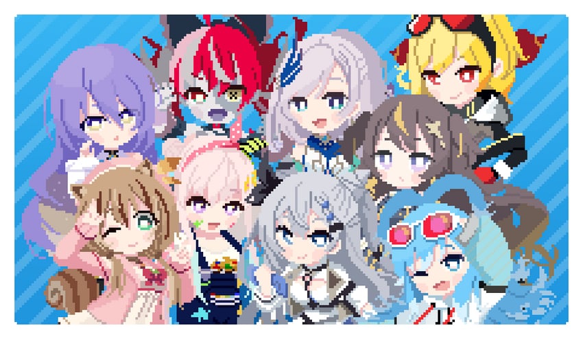kureiji ollie, moona hoshinova, pavolia reine, kaela kovalskia, ayunda risu, and 4 more (hololive and 2 more) drawn by potato7192
