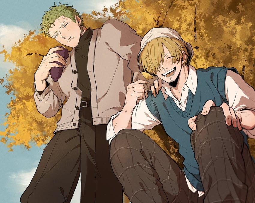 roronoa zoro and sanji (one piece) drawn by chimaaa333