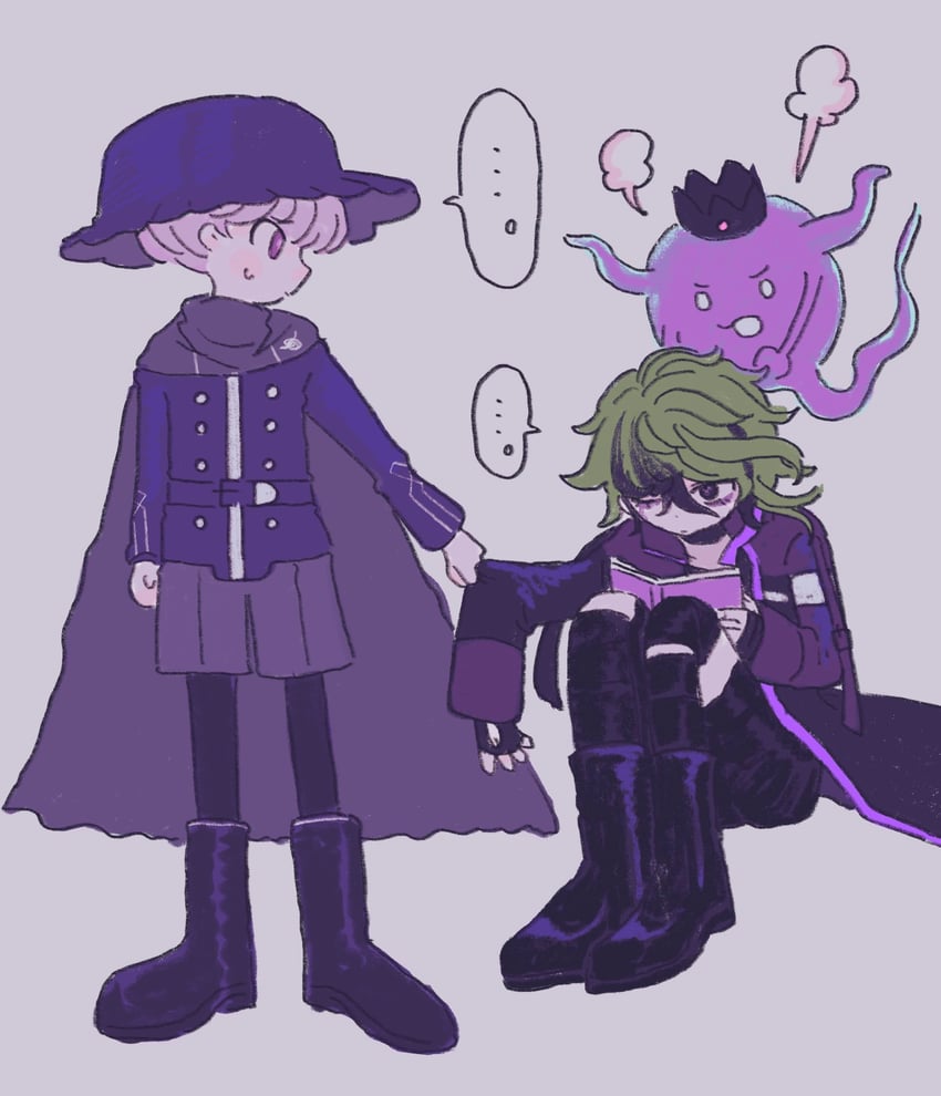 yuma kokohead, shinigami, and vivia twilight (master detective archives: rain code) drawn by fukutsu_mushiba