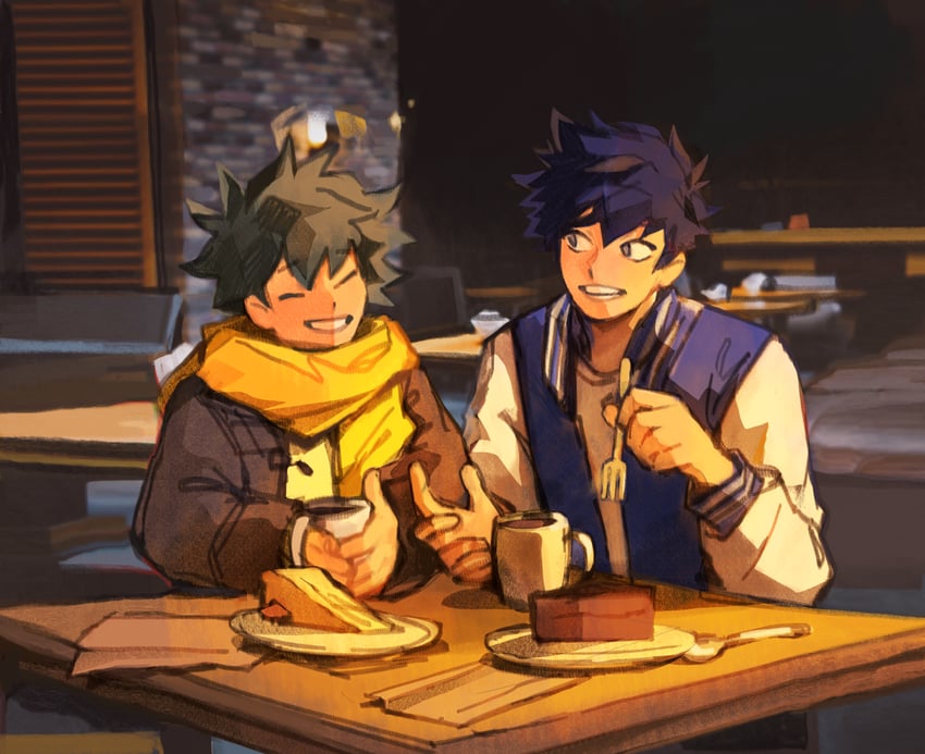 midoriya izuku and shindo yo (boku no hero academia) drawn by fenkko