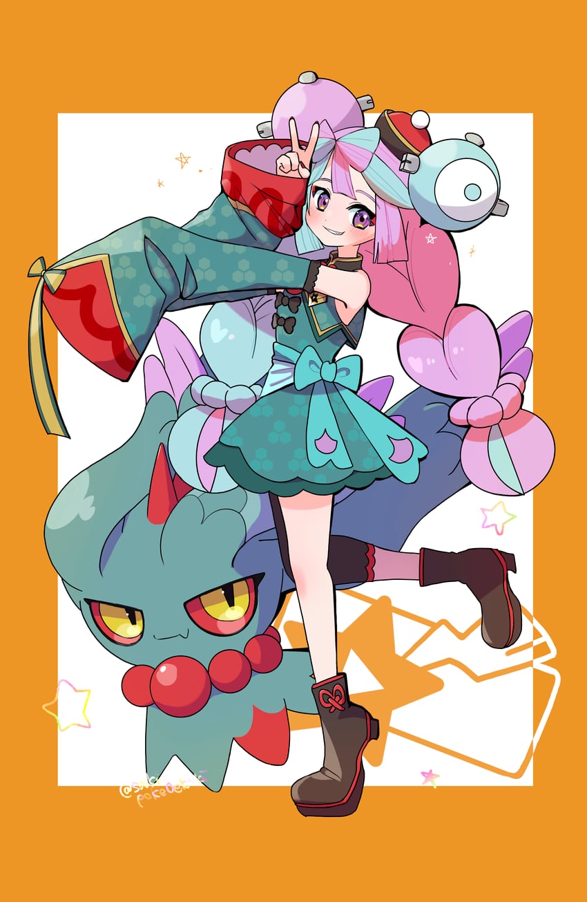 flutter mane and iono (pokemon and 1 more) drawn by saki_pokeoekaki